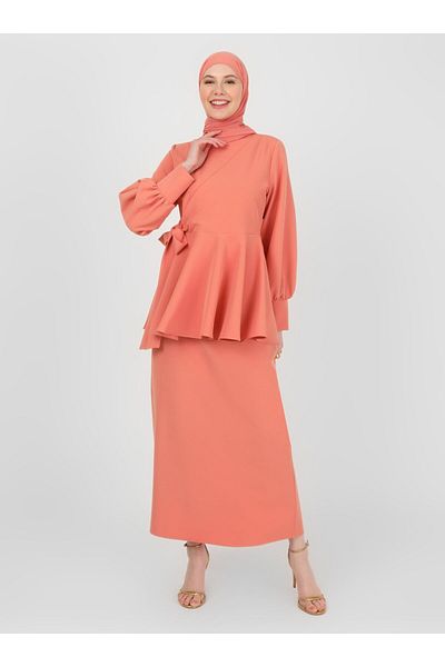 Refka Dark Salmon Tunic and Skirt Double Set - Flywheel Detail