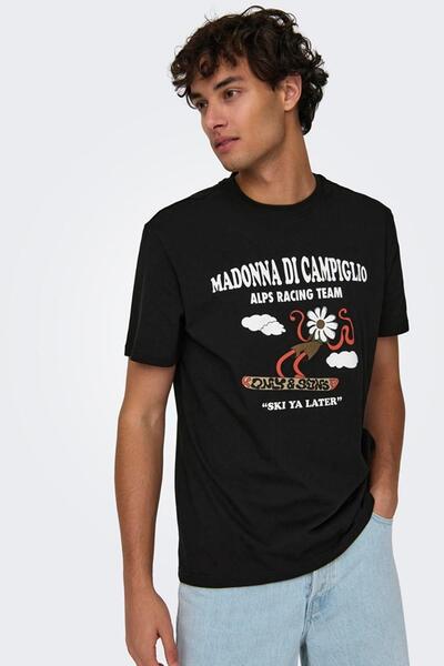 Only & Sons ONSLOGAN LIFE REG FUNNY SS TEE 22028178 NEGRU