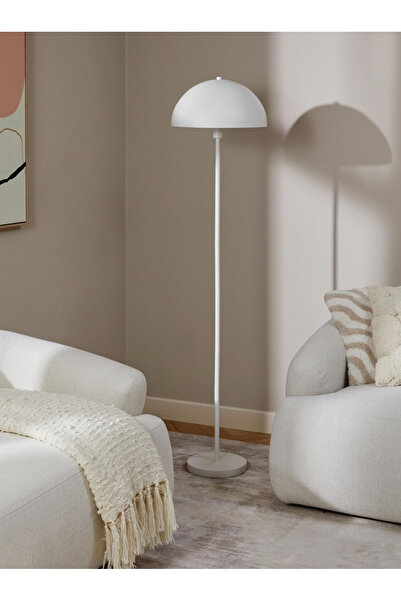 burenze Modern Tasarım Mars Dekoratif Lambader Ayaklı Abajur Metal Beyaz Gövde