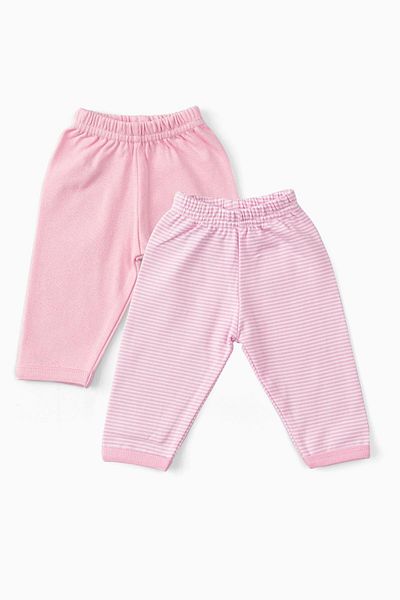 Uygun Bebe 2 Pack 100% Cotton Premature Baby Pants Without Booties Pink