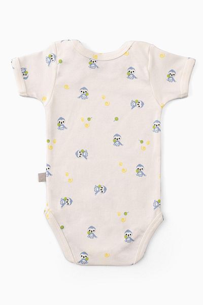 Boumini Blue Muslin Envelope Collar Cotton Baby Body - Short Sleeve