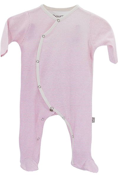 Boumini Baby Rompers Pink Striped Jumpsuit with Booties