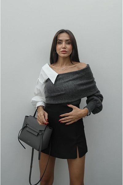 Havoş Pulover cu mâneci cămașă antracit