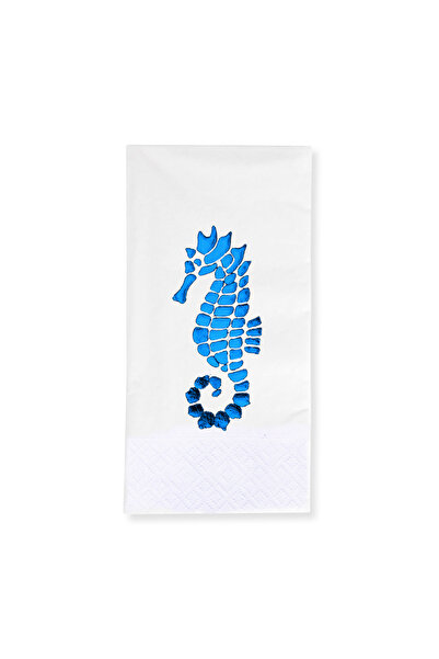 Story 33x33 سم ورقة زرقاء حصان البحر نمط البحرية 16 قطعة 1/8 أضعاف منديل ورقي...