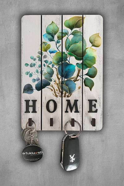 beedene White Decorative Wood - Eucalyptus Key Hanger and Table Key Holder