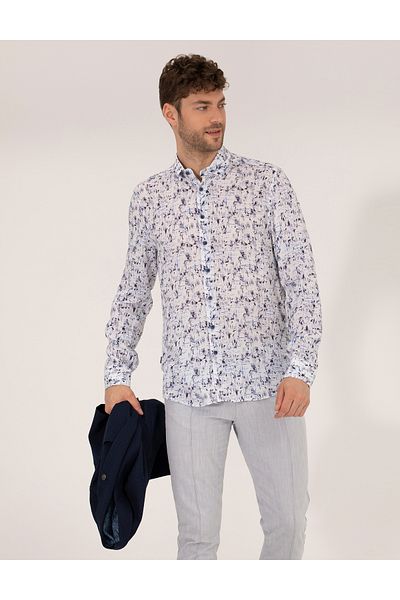 Pierre Cardin Μακρυμάνικο πουκάμισο Navy Blue Slim Fit 50265005-vr033