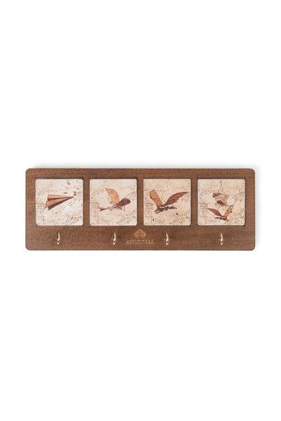Anadolia Hezârfen and Galata Tower 4-Piece Travertine Decorative Hanger with Wooden Box