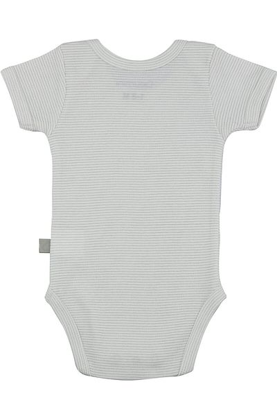 Boumini 0-36 Months Baby Body - Cotton, Short Sleeve, Snap Fastener, Cream Striped Envelope Collar