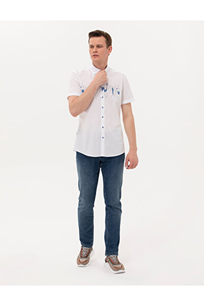 Pierre Cardin Lacivert Ex. Slim Fit Kısa Kollu Gömlek 50269451-VR033