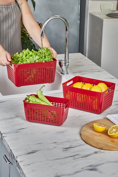 SELKA HOME Selka Lavin 7 Lt. 3 Pieces Claret Red Cabinet Organizer