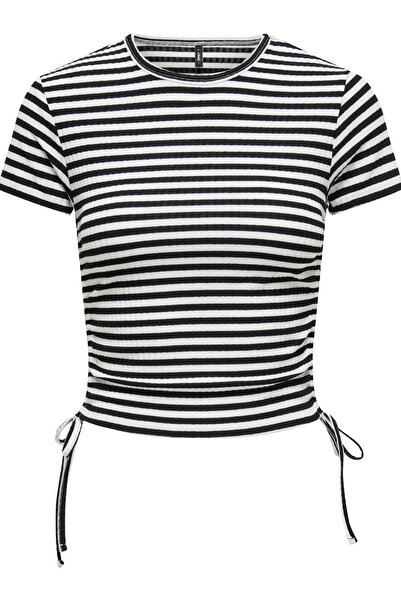 ONLY ONLWENDY S/S RUCHING TOP JRS 15284982 ΜΑΥΡΟ