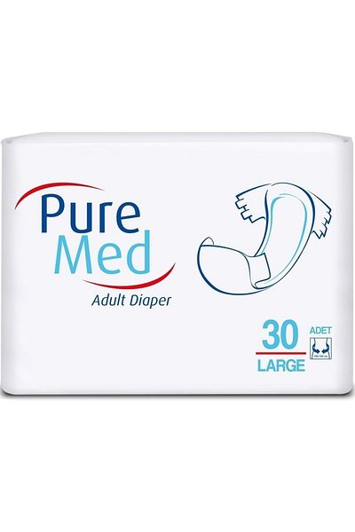 Puremed Pure Med Waistbanded Adult Patient Diapers Medium Size 30 Pieces
