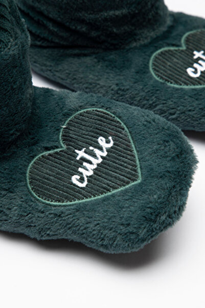 Penti Dark Green Cutie Slogan Detailed Booties