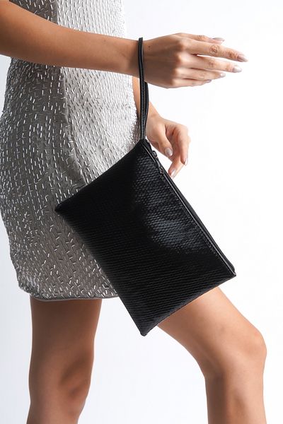 Capone Outfitters Paris Mini-Tasche aus schwarzem Lackleder