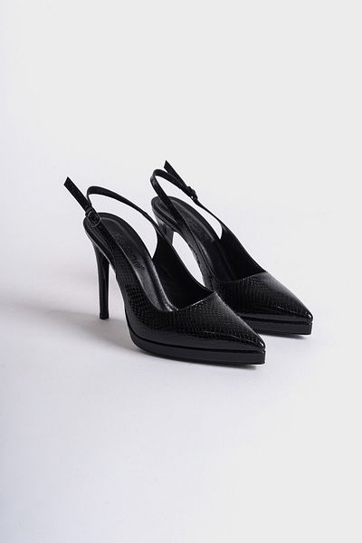 Capone Outfitters Offene Rückseite, spitze Zehenpartie, High Heel, Plateau-Damenschuhe