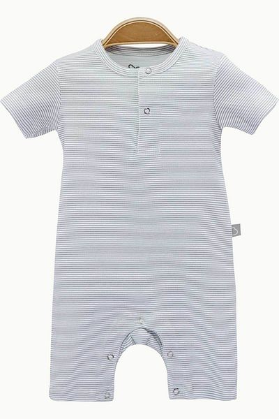 Boumini Cotton Short Sleeve Shorts Baby Jumpsuit Gray Striped