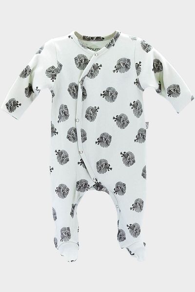 Boumini Fish Beige 100% Cotton Baby Romper - Striped with Booties