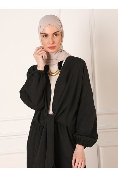 Refka Black Aerobin Ferace and Trousers Set - With Tie Detail
