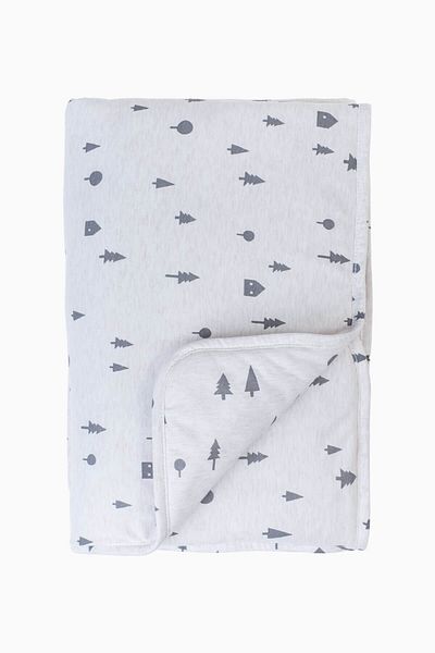 Boumini 75X100 cm Beige Baby Blanket - Fiber Filled, Double Sided Pine Forest