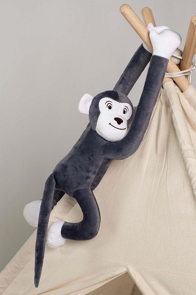 Boumini Toys Neck Hugging Plush Monkey Anthracite Gray with Snap Hands 55 cm