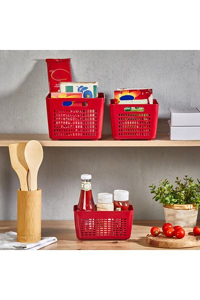 SELKA HOME Selka Lavin 2 Lt. 3 Pieces Claret Red Cabinet Organizer