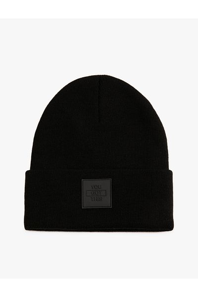 Koton Beret Slogan Printed Layered Label Detailed