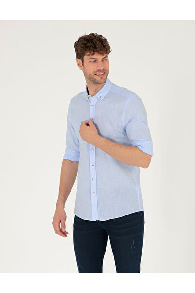 Pierre Cardin Світло-синя сорочка Slim Fit з довгими рукавами 50268183-VR003