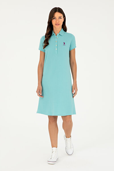 U.S. Polo Assn. Γυναικείο πλεκτό φόρεμα με γιακά πόλο μέντας Mini Size 502800...