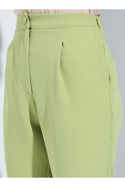 Refka Carrot Trousers with Elastic Waist - Dirty Green - Woman