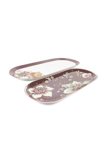 Mikasa Moor Magenta 2-Piece Oval Serving Plate 20X43 16X34Cm De16. 363680