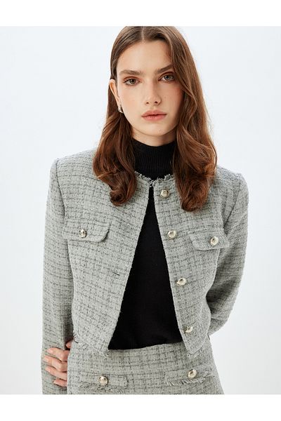Koton Gray Women's Jacket 5Wak50087Uw