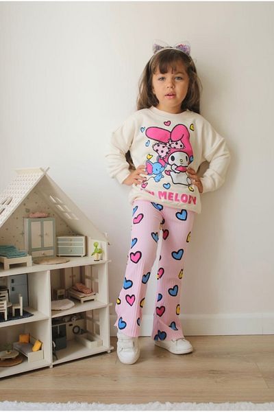 MeaShop Printed Spanish Leg Girl's Suit with Heart Tights