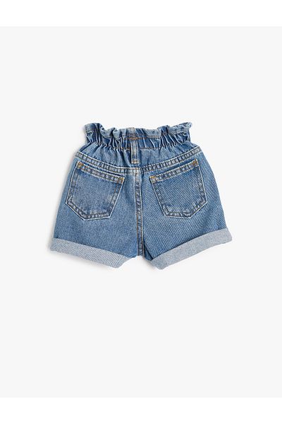 Koton Denim-Shorts, elastische Taille, Tasche, Baumwolle