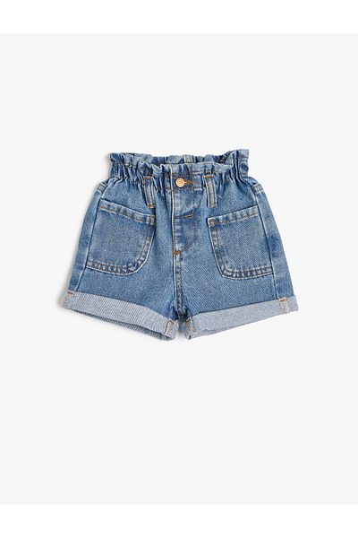 Koton Denim-Shorts, elastische Taille, Tasche, Baumwolle