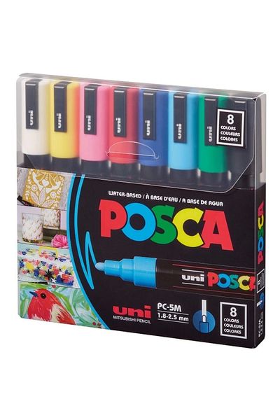 UNİ-BALL Uni-Ball Posca 1.8-2.5 Water Based Poster Marker Anarenk 8 Li