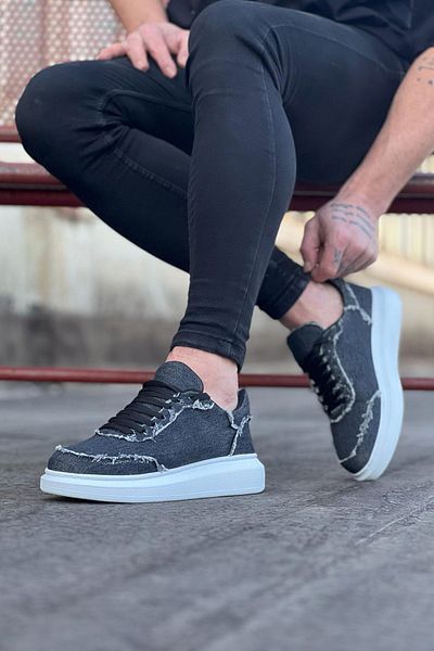 Wagoon Wg018 Pantofi casual pentru bărbați din țesătură denim gri