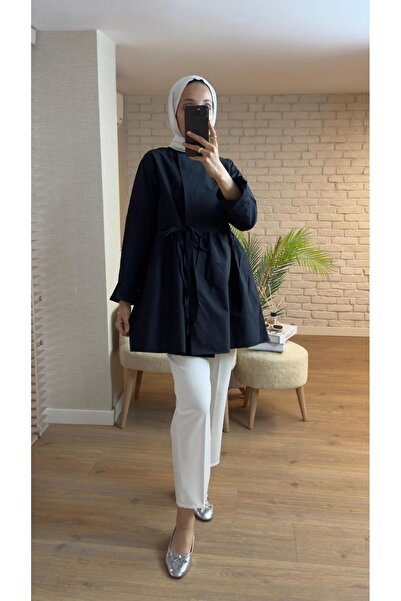 Miraydın Butik Hijab negru - Kimono cu parașuta cu legături laterale