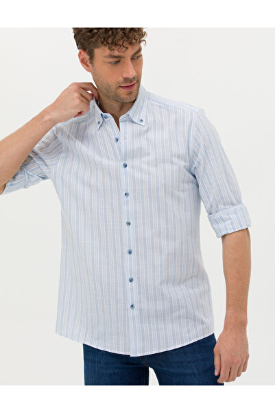 Pierre Cardin Mavi Regular Fit Uzun Kollu Gömlek 50272258-VR036