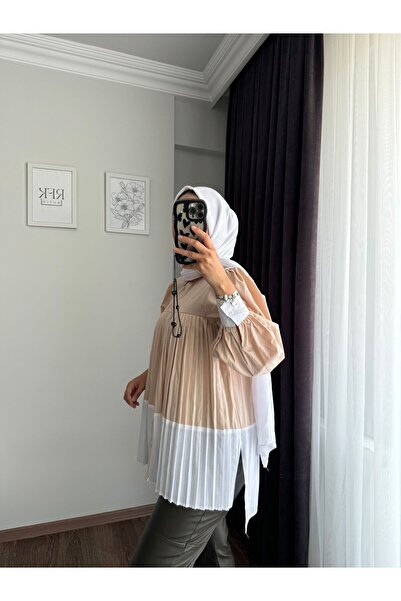 RFK Butik Γυναικείο πουκάμισο με πλισέ μανίκι καρπούζι - Δίχρωμο