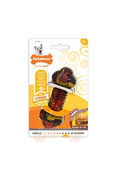 Nylabone Dog Chewing Bone with Pig Bacon and Cheeseburger Flavor