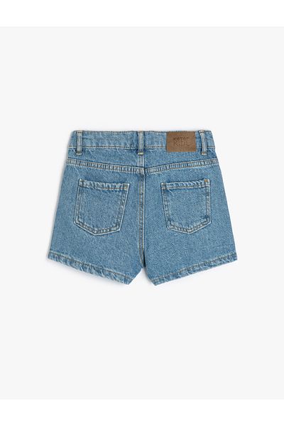 Koton Denim Shorts Floral Embroidered Cotton