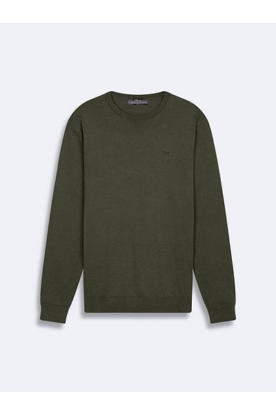 Ltb Basic Crew Neck Long Sleeve Knitwear Green Sweater