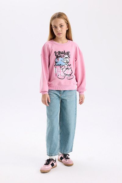 DeFacto Girl's Disney Mickey Mouse & Friends Relax Fit Crew Neck Sweatshirt D3114A824Wn