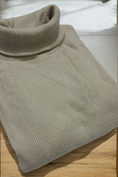 Ayfer Μπεζ ζιβάγκο Slimfit πουλόβερ - Unisex βαμβακερό λαιμόκοψη