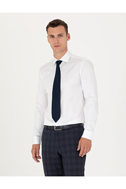 Pierre Cardin أبيض ليكرا سهل الكي Ex. قميص أساسي بقصة ضيقة 50277141-VR013