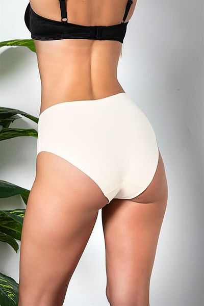 Ecenaz Pack of 3 Seamless, No Trace, Laser Cut, High Waist Slip Panties Ecru (Brf21263)