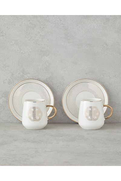 English Home Set căni de porțelan Cladars pentru 2 persoane - 4 bucăți, 220 ml Aur