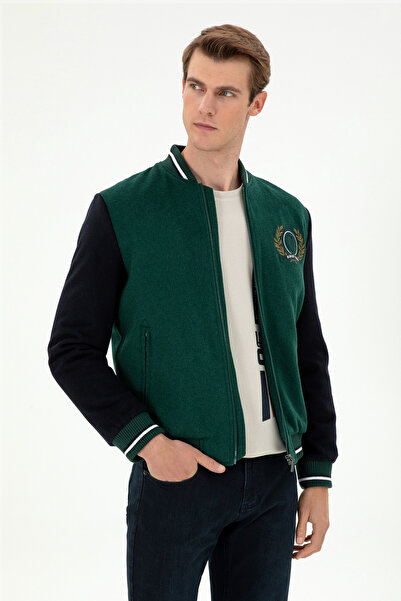 U.S. Polo Assn. معطف كاشي باللون الأخضر الداكن للرجال 50290767-VR079