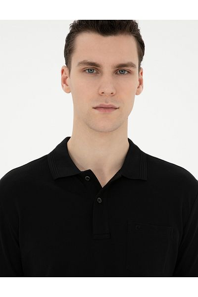 Pierre Cardin Μαύρο μπλουζάκι με κανονική εφαρμογή 50280753-vr046