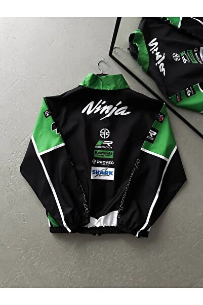 Genel Markalar Çocuk Paraşüt Kumaş Oversize Baskılı Siyah Rüzgarlık Yağmurluk